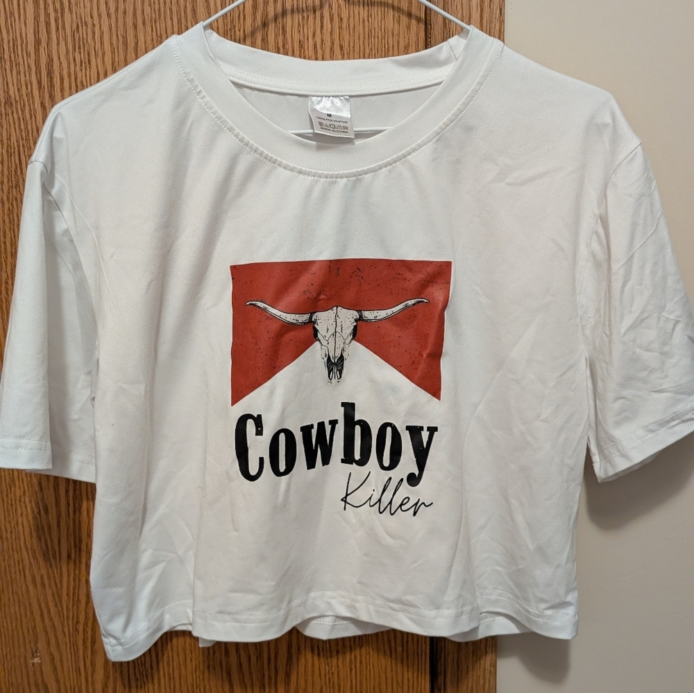 Cowboy Killer White Cropped T-Shirt